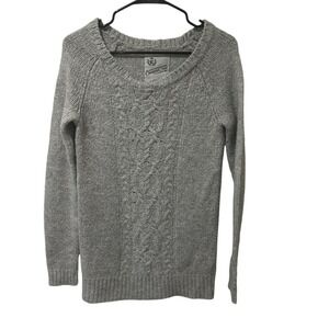 Campus Crew Gray Cable Knit Sweater Long Sleeve Womens Size Small